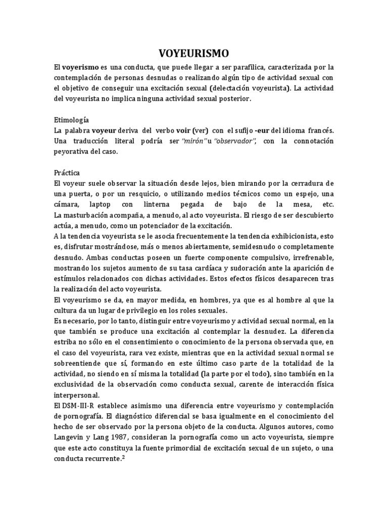Voyeurism o PDF Pedofilia Sexología