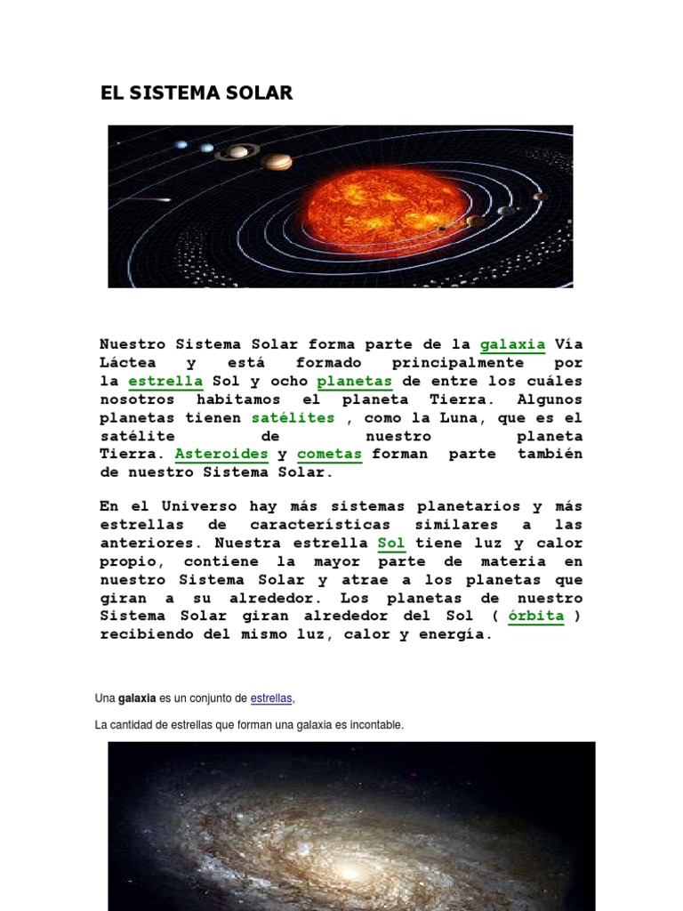 Texto informativo sobre el Sistema Solar | PDF | Sistema solar ...