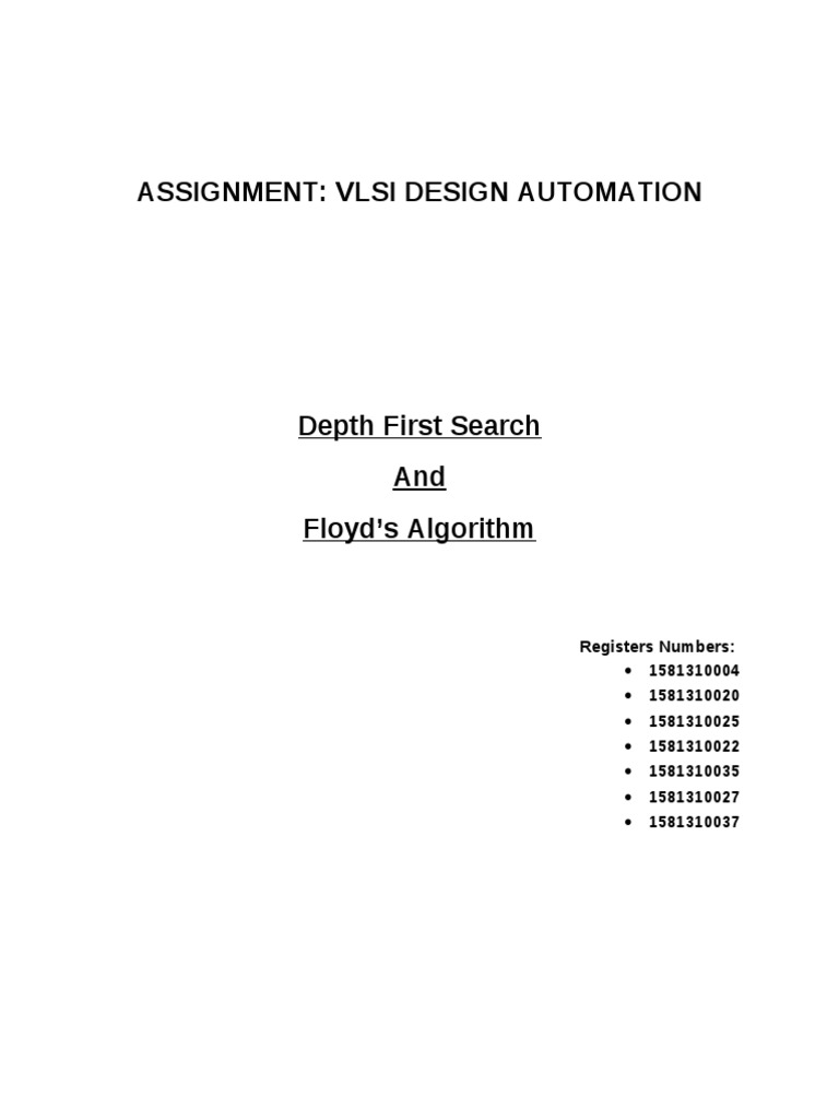 VLSI Design: DFS & Floyd's Algorithm | PDF | Algorithms And Data ...