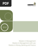 Download Sunway University College 2010 Masters in Management  Masters in Management with Law  Masters in Money Banking and Finance by Sunway University SN22341167 doc pdf