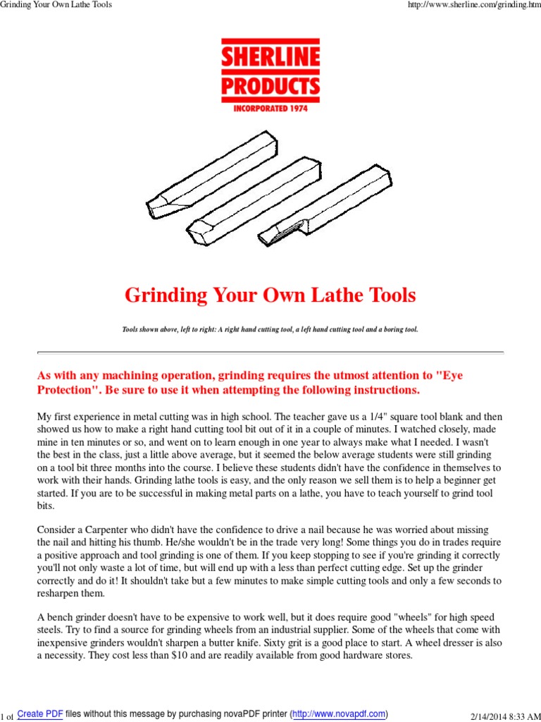 Grinding Your Own Lathe Tools PDF Grinding (Abrasive Cutting