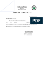 Medical Certificate: Department of Education