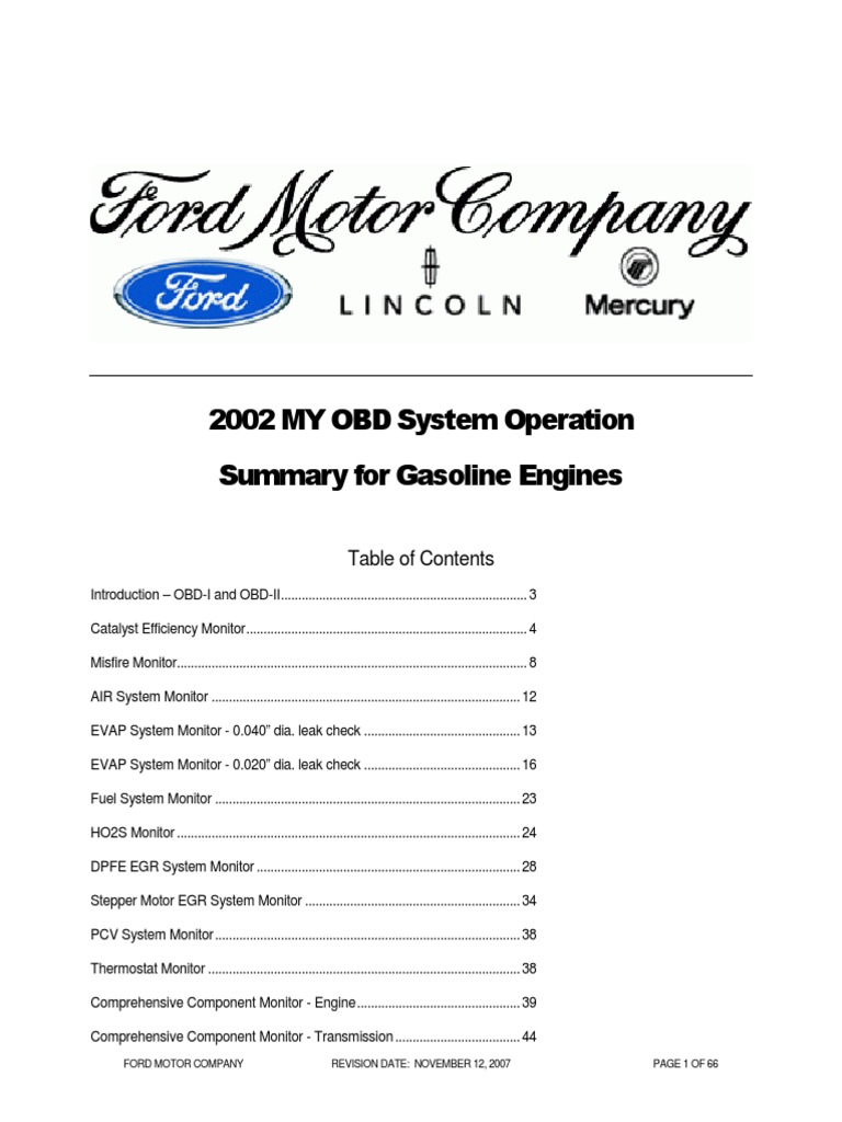 OBD-II System Overview for Ford Vehicles | PDF | Leak | Throttle