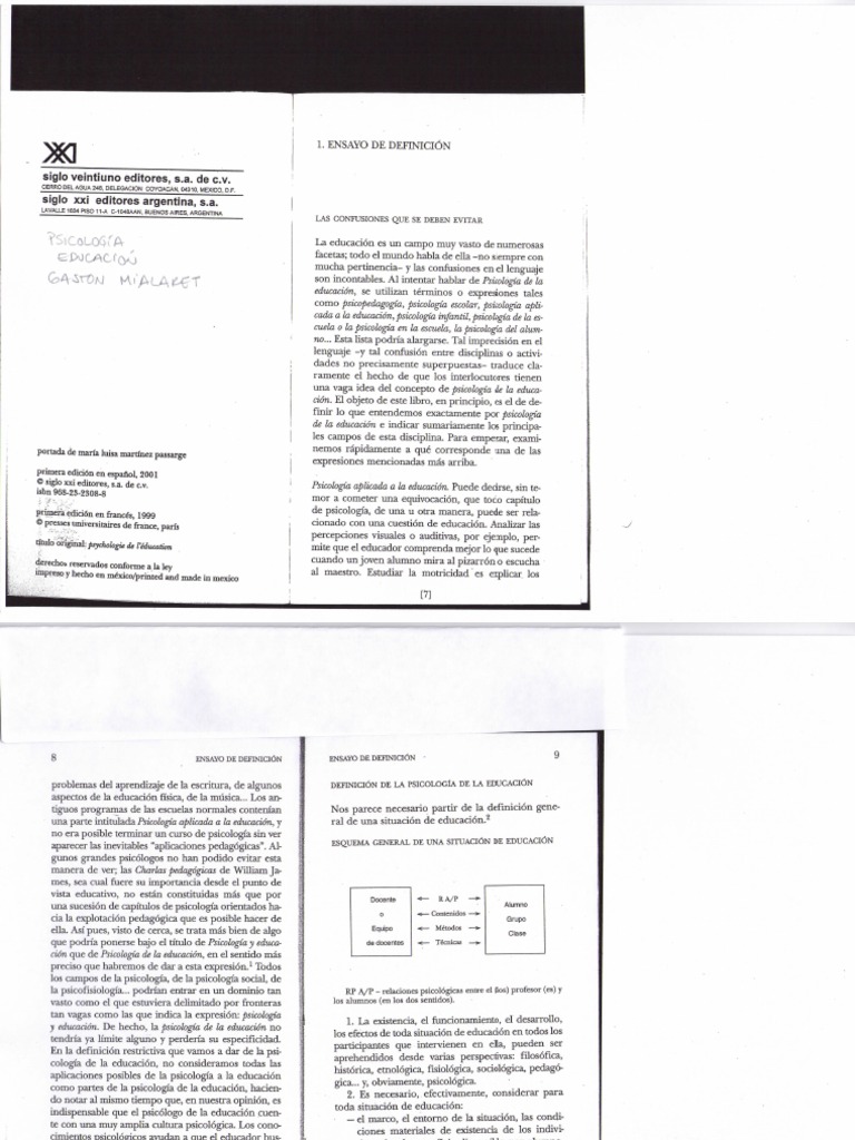 G. Mialaret - Ensayo de Definición PDF | PDF | Sicología | Actitud ...