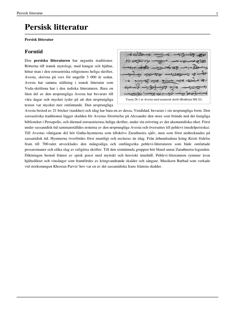 Persisk Litteratur | PDF