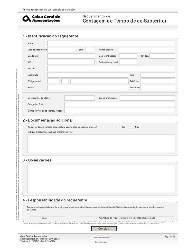 Requerimento de Contagem de Tempo CGA | PDF