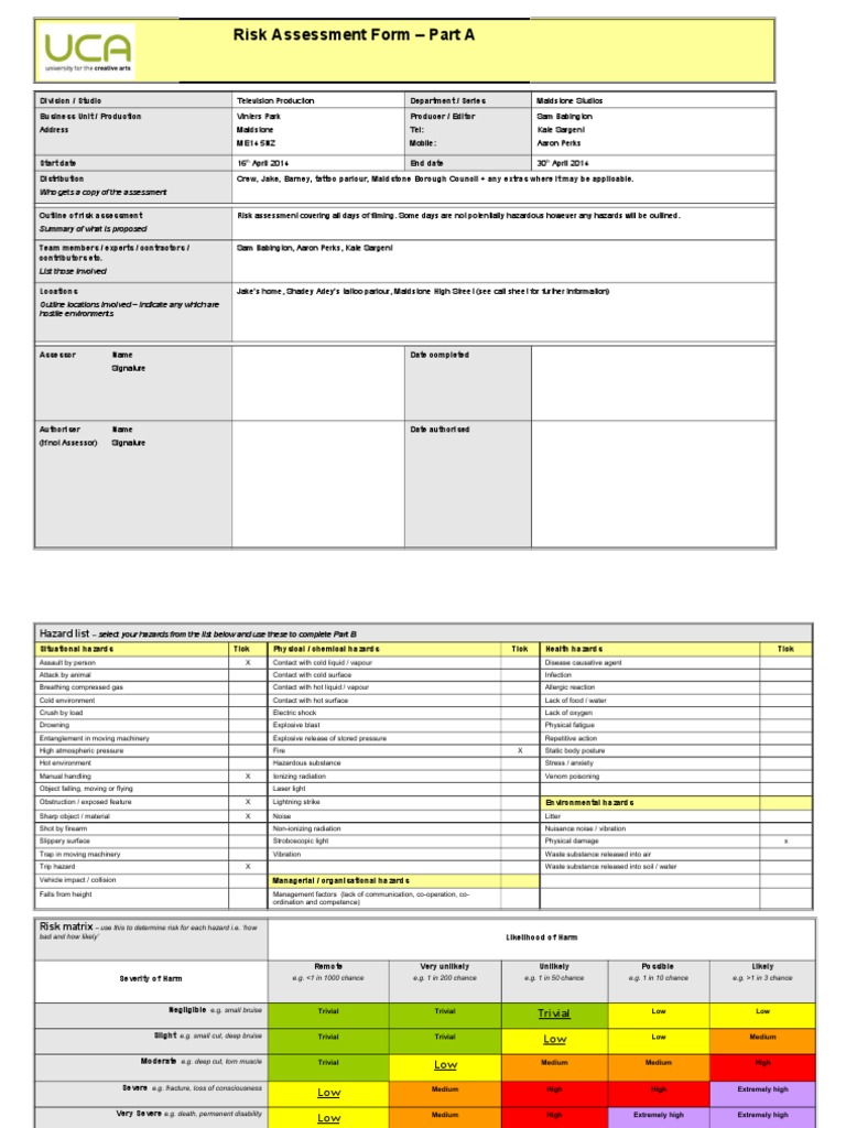 Risk Assessment TATTOO Body Modification Body Art