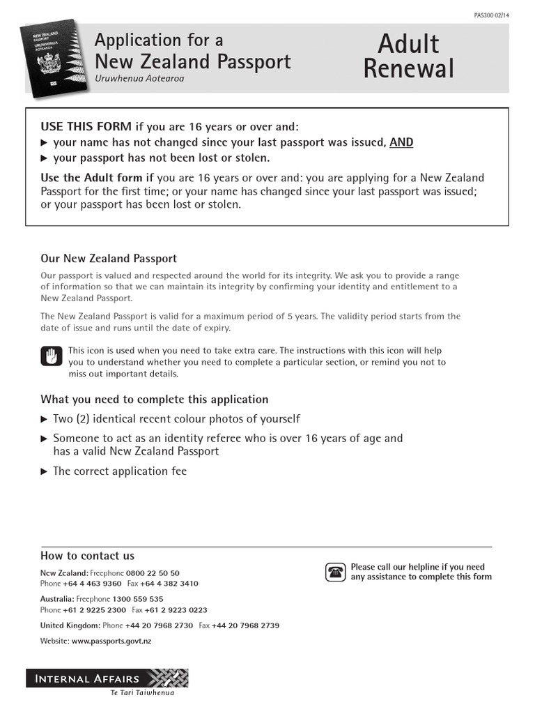 New Zealand Passport Renewal Guide PDF Cheque Money Order