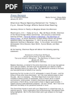 BENGHAZI ForeignAffairHearingChairmanStmtJan23,2013