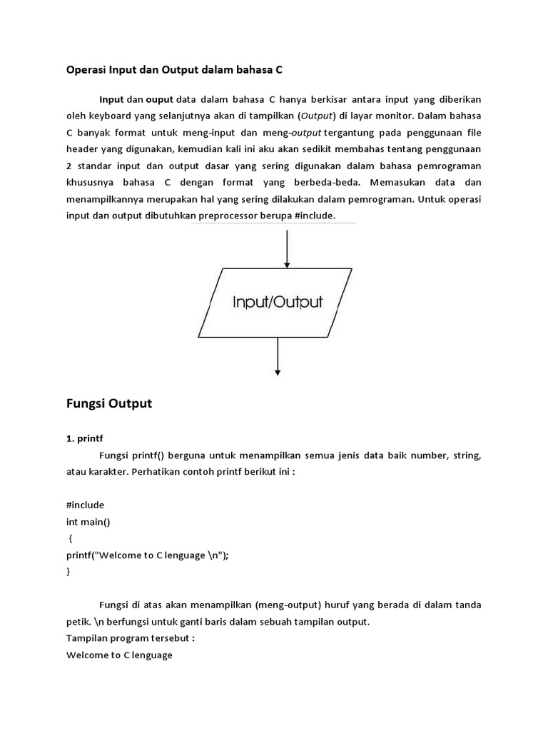 Operasi Input dan Output dalam C | PDF