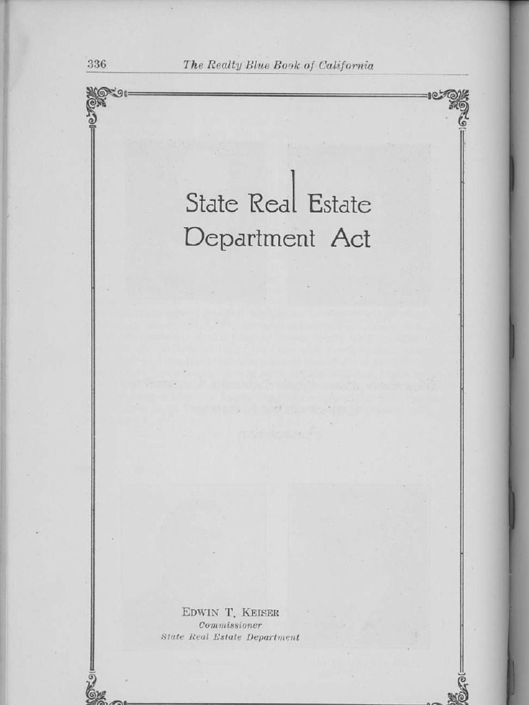 California Real Estate Department Act of 1919 in Effect 1923 PDF
