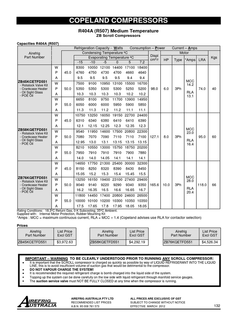 132 144,146,149 Copeland | PDF | Gas Compressor | Air Conditioning