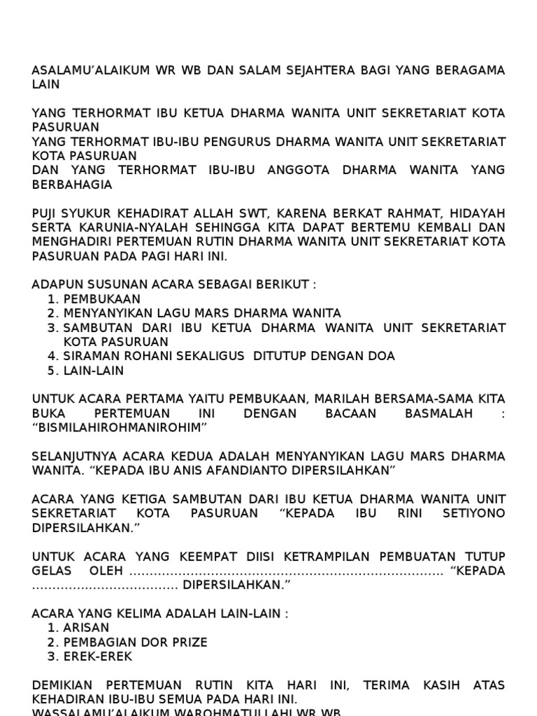 13++ Contoh Pembawa Acara Arisan Rt Bahasa Jawa terbaru