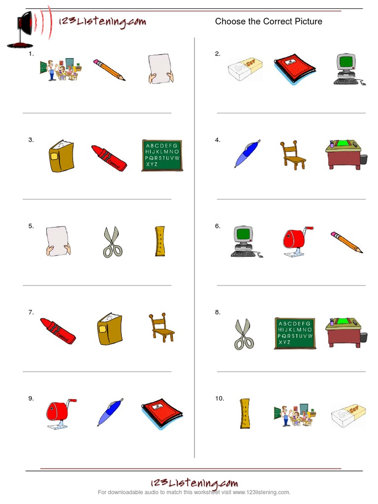 Picture Selection Worksheet | PDF | Computers