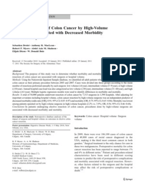 Volume 15, Number 4 April 2011 | PDF | Colorectal Cancer | Surgery