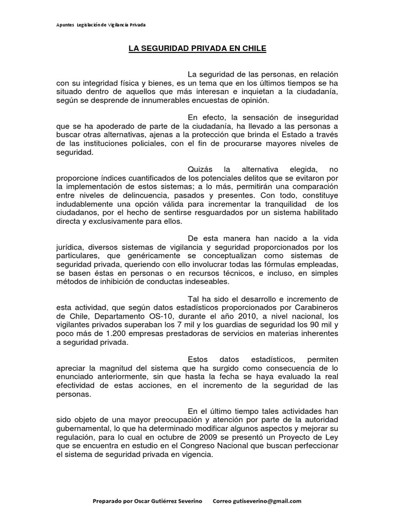 Legislación de Seguridad Privada en Chile | PDF | Policía | Ley estatutaria