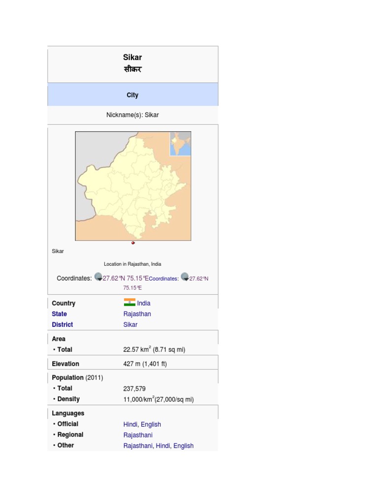 Sikar District Overview and Statistics | PDF