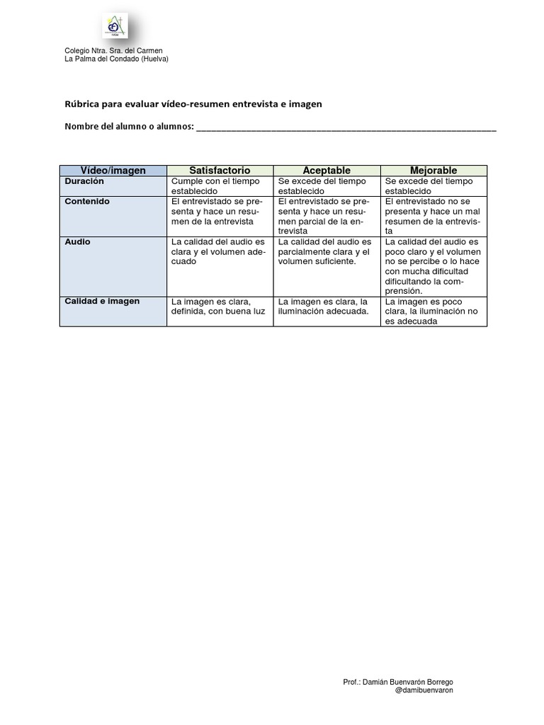 Rúbrica Para Evaluar Vídeo_resumen e Imagen