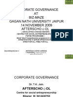 Corporate Governance AT Biz-Maze Gagan Nath University Jaipur 14 NOVEMBER 2009 Afterscho Ol