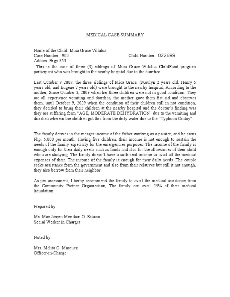 medical case summary