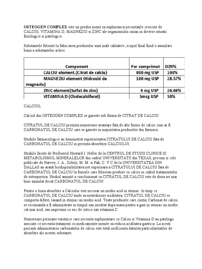 OSTEOGEN COMPLEX Este Un Produs Menit Sa Suplineasca Necesitatile ...