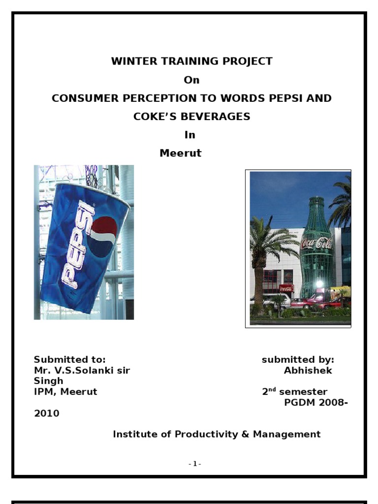 Compartive Study On Pepsi & Coke | PDF | Pepsi Co | Coca Cola