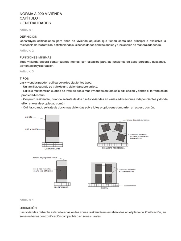 Norma A.020 Vivienda: Condiciones de diseño y áreas mínimas | PDF