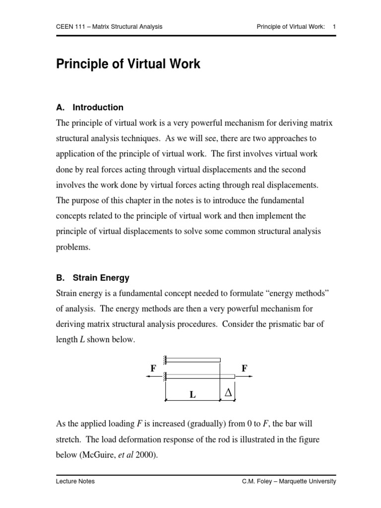 Virtual Work in Matrix Analysis | PDF | Deformation (Mechanics ...