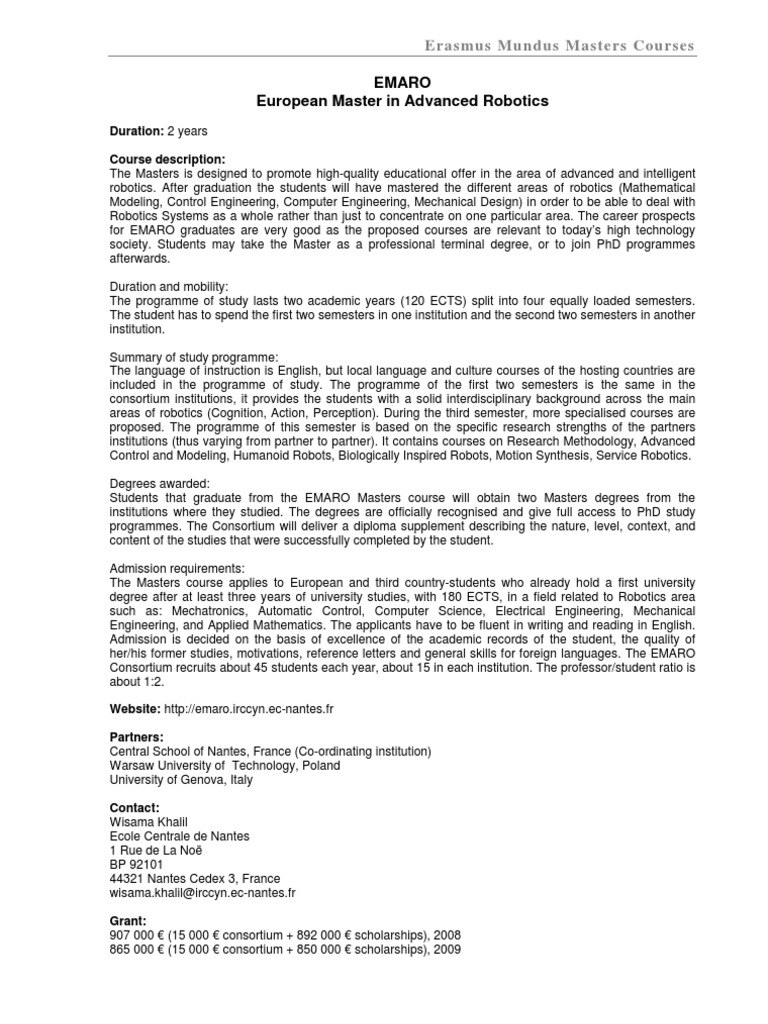 List Of Erasmus Mundus Masters Courses