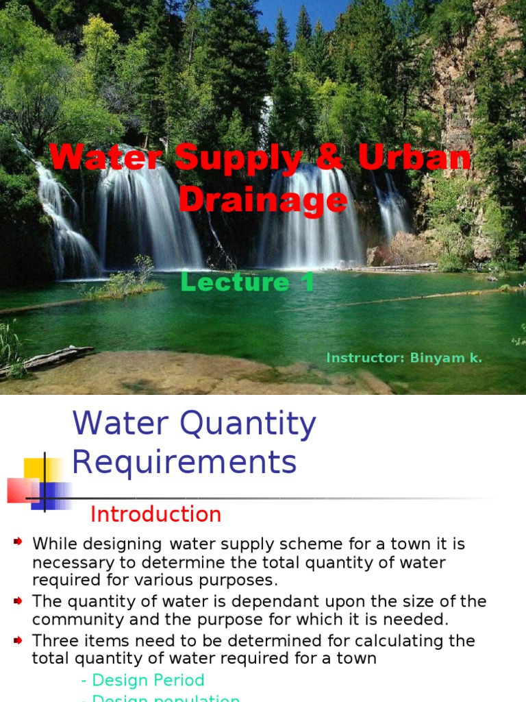 Water Supply & Urban Drainage Forecasting Water Supply