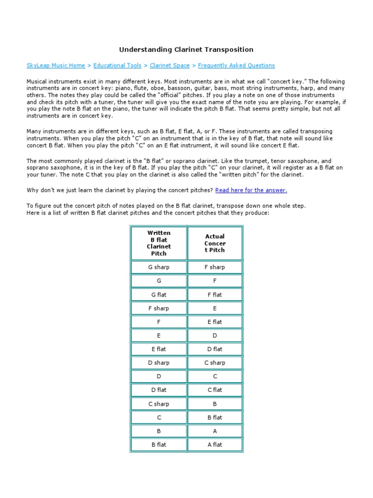 Understanding Transposition PDF Musical Instruments