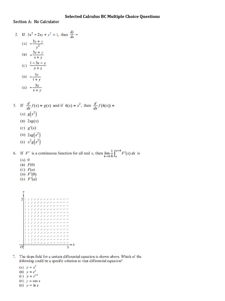 Calculus BC Multiple Choice Qs | PDF