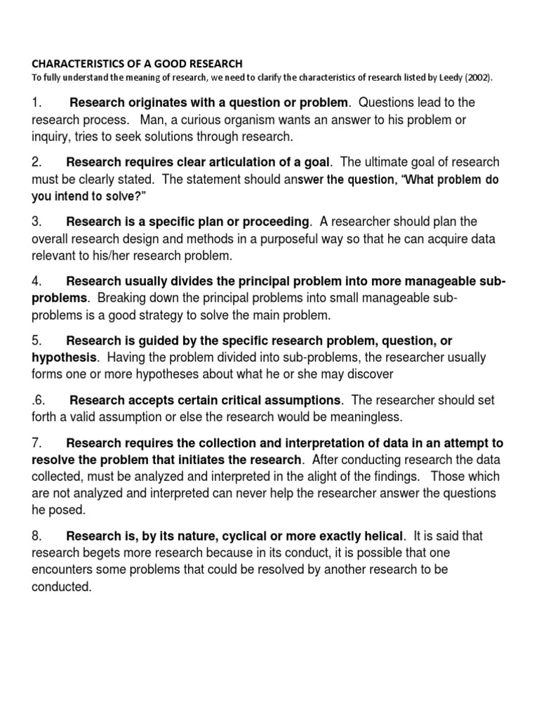Characteristics Of A Good Research Hypothesis Research Methods