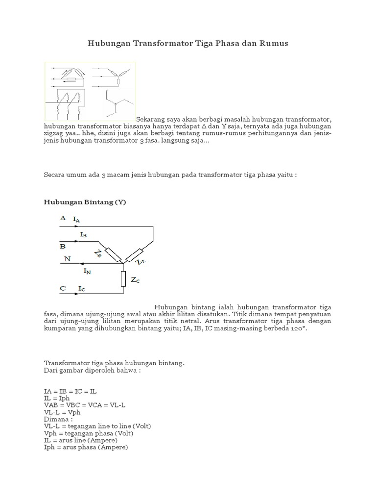 Hubungan dan Rumus Transformator 3 Fasa | PDF