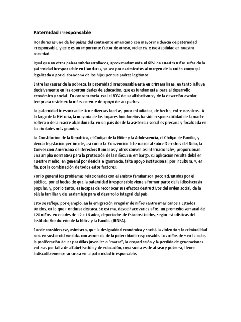 Paternidad Irresponsable | PDF | Unicef | Derechos humanos