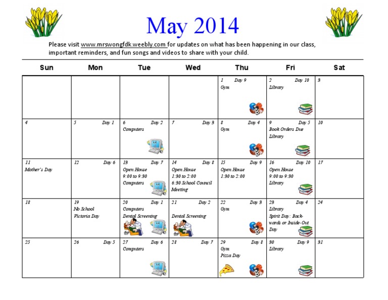 May 2014 Class Schedule and Events | PDF