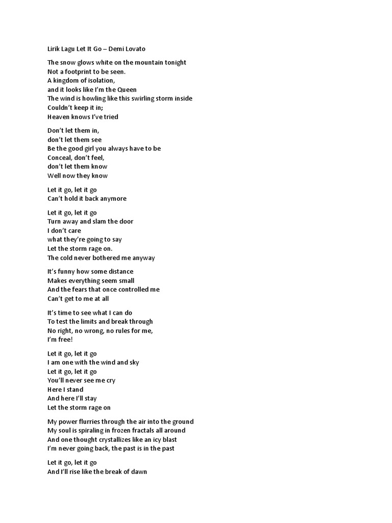 Lirik Lagu Let It Go