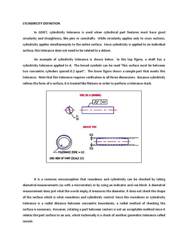 Cylindricity Definition PDF Engineering Tolerance Geometry