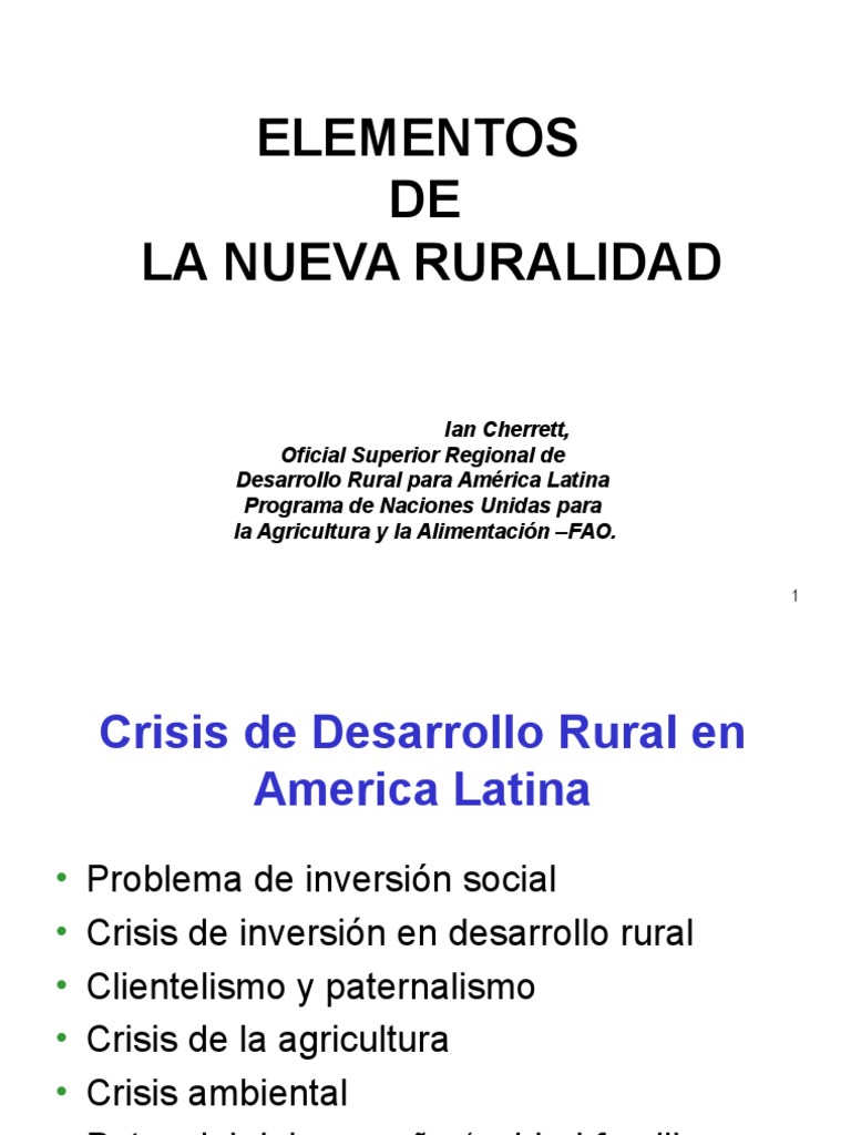 Elementos de la Nueva Ruralidad | PDF | Agricultura | Agua