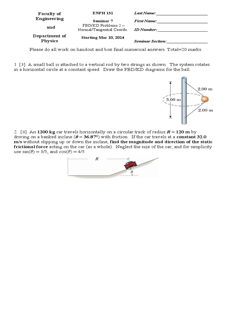 FBD/KD Problems in Normal/Tangential Coords | PDF | Teaching Methods ...