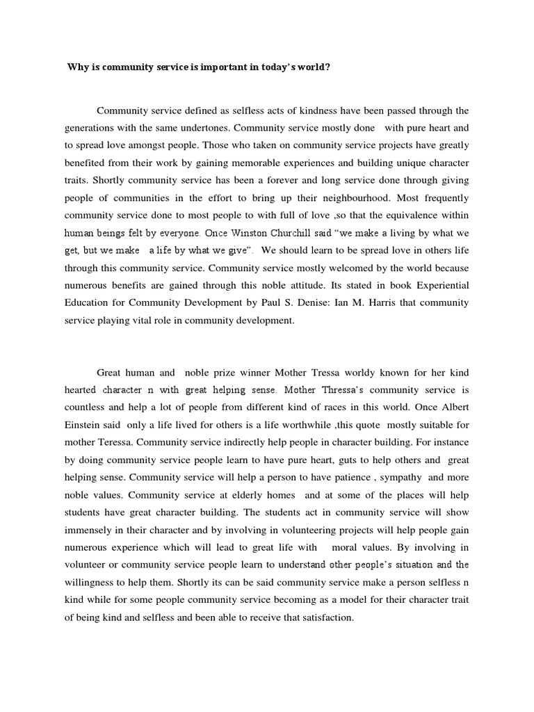 Importance of Community Service | PDF | Contentment | Volunteering
