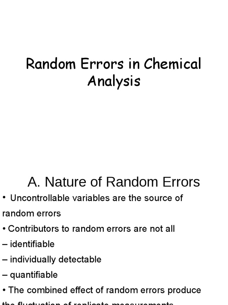 Random Errors in Chemical Analysis PDF Normal Distribution Errors