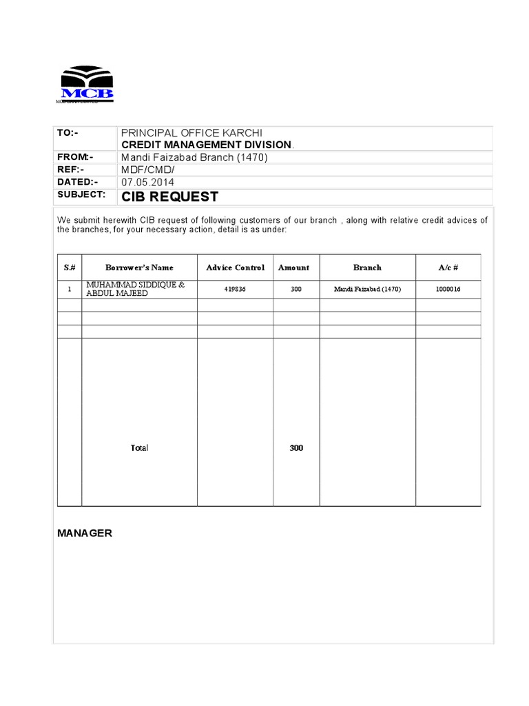 CIB Request Submission for Customers | PDF | Finance & Money Management