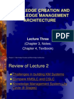 Knowledge Creation and Knowledge Management Architecture: (Chapter 3, Notes Chapter 4, Textbook)
