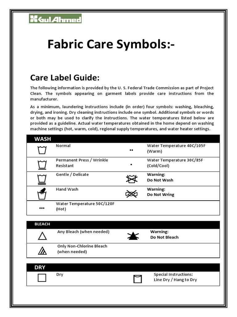 Care Label Symbols and Instructions Guide | PDF | Science & Mathematics ...
