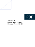 XYZ Pvt Ltd Internal Audit Programs & Controls 2008-09