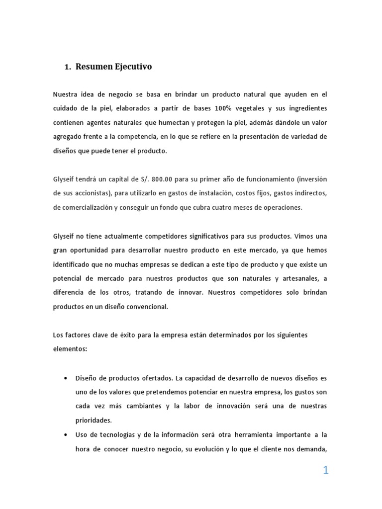 Resumen Ejecutivo | PDF | Producto (Negocio) | Mercado (economía)