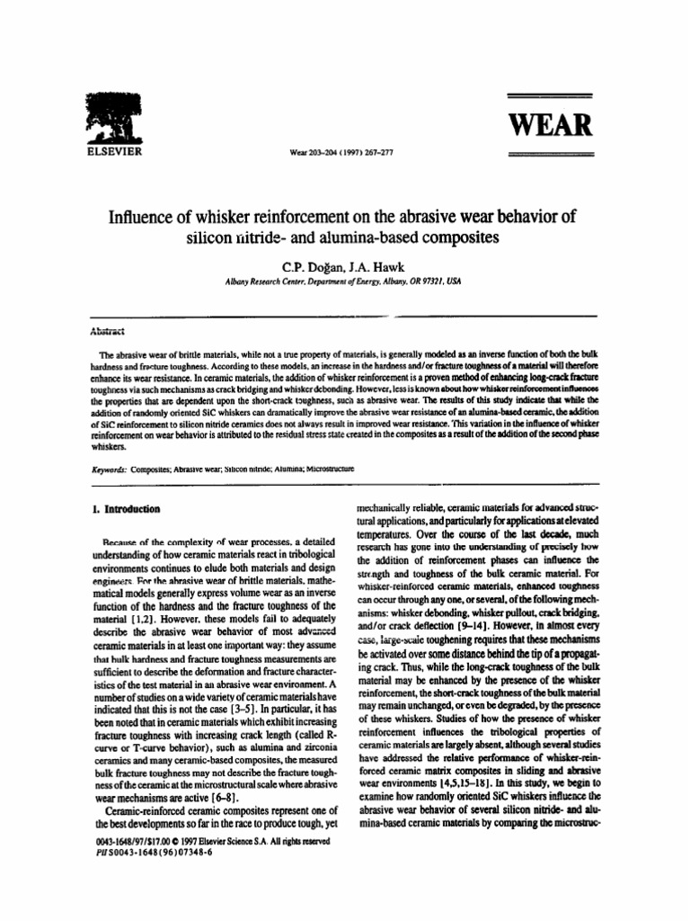 Influence of Whisker Reinforcement On The Abrasive Wear Behavior of
