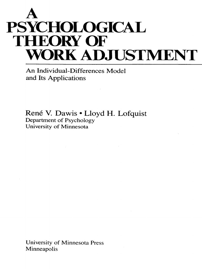 Work Adjustment Theory by Rene V Dawis & Lloyd H Lofquist | PDF