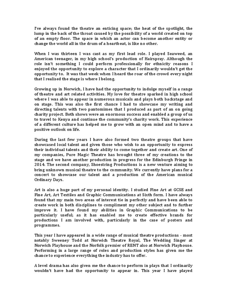 Music personal statement examples picture